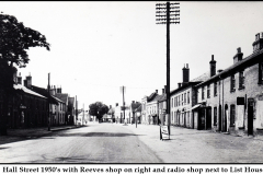 Hall-Street-1950s-with-Reeves-shop-on-right-and-radio-shop-next-to-List-House