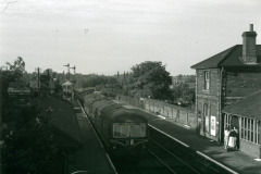 A Diesel Train at Long Melford Station on 1-5-1959