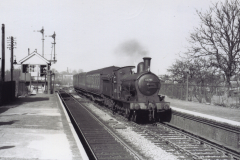 A Sudbury bound train leaves Long Melford in 1953